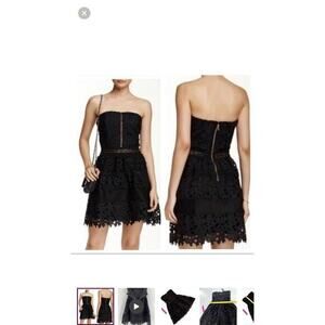 Romeo & Juliet Couture Navy Blue Lined Lace Cocktail Homecoming Dress Sz M S